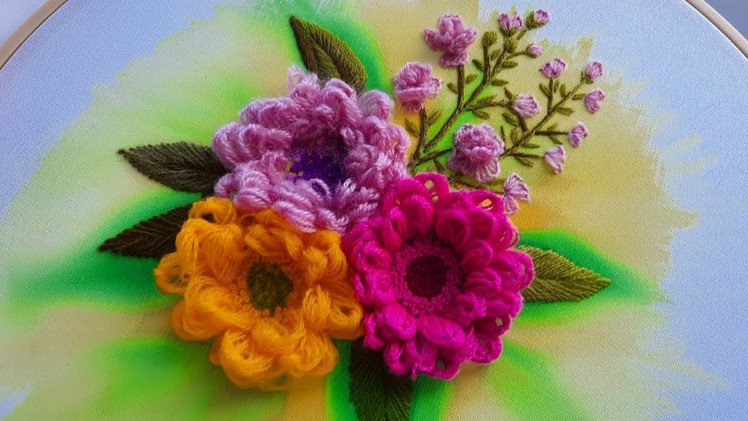 Wool Flower loop stitch tutorial #shorts #malina_gm