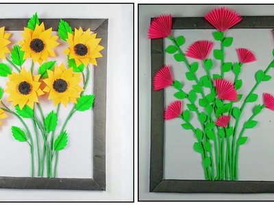 2 Easy paper flower wall hanging. Easy wall decoration ideas. Paper craft. Diy wall decor