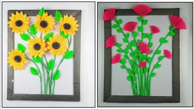 2 Easy paper flower wall hanging. Easy wall decoration ideas. Paper craft. Diy wall decor