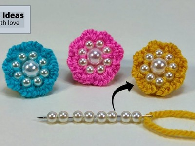 Amazing Flower Making Ideas with Wool   Super Easy Way to Make   Hand Embroidery Flower Design Trick