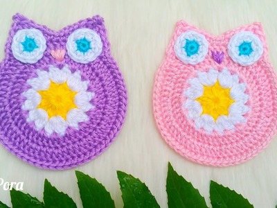 Crochet Owl Applique I Crochet Owl Coaster