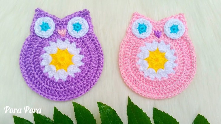 Crochet Owl Applique I Crochet Owl Coaster