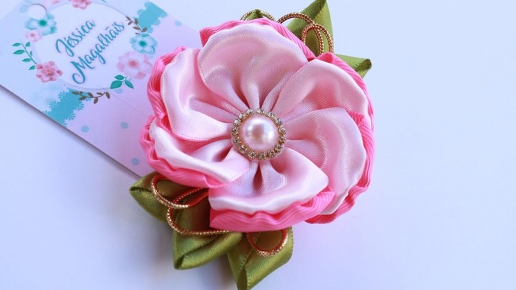 Flor de cetim - flor fácil - flor de gorgurão - satin flower - ribbon crafts - ribbon flower - flor