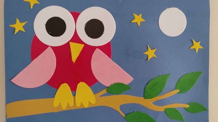 Owl making.using colour papers.kids activity.vacation  activity.simlpe craft for kids#cwm #shorts