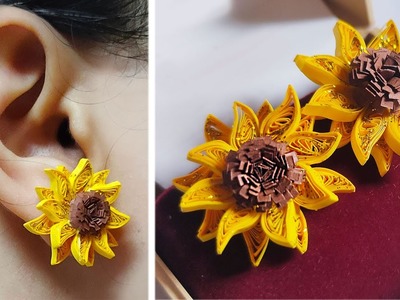 Quilled Sunflower Ear Tops | Navratri First Day Colour - Yellow????