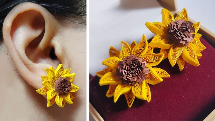 Quilled Sunflower Ear Tops | Navratri First Day Colour - Yellow????