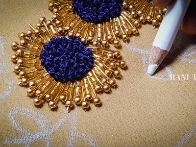 Simple beautiful thread and bead work using normal needle