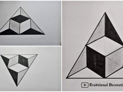 3d trick art on paper simple - optical illusion cube - how to draw cube