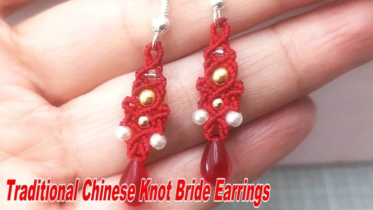 Chinese knots crafting！DIY lovely chinese red string earrings