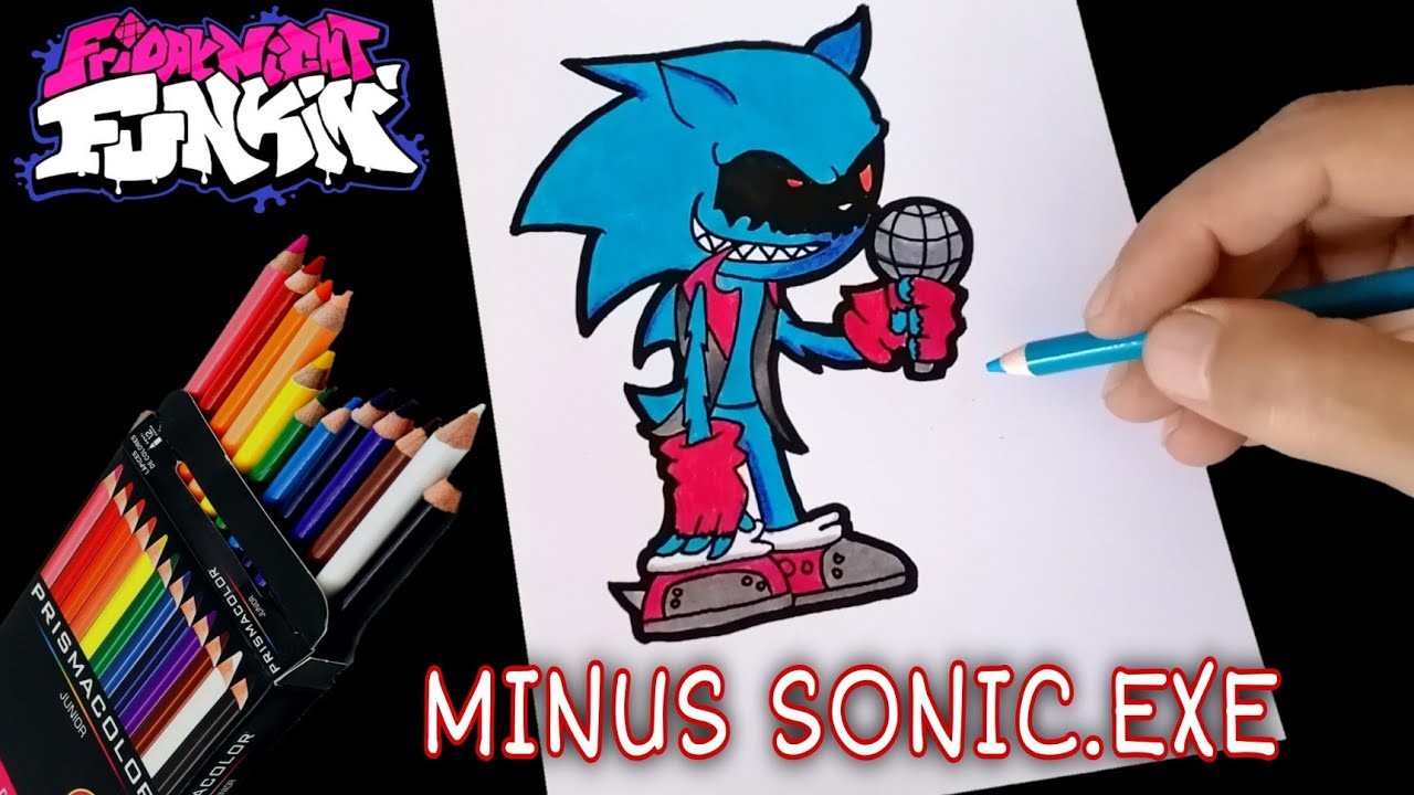 COMO DIBUJAR A MINUS SONIC.EXE DE FRIDAY NIGHT FUNKIN, how to draw ...