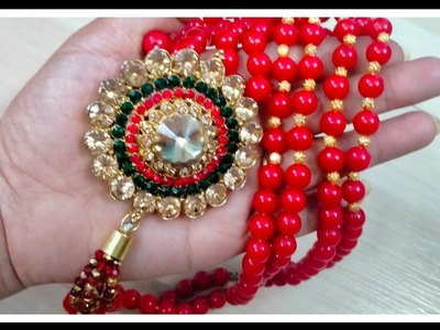 Diy Hot Red pearl bridal necklace turorial|| How to make Bridal nacklace at home||Diy Hot Red pearl