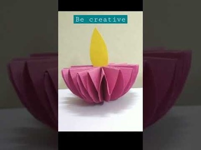 Diya Making With Paper | Paper Diya Decoration | DIY | Diwali Decoration Ideas | paper craft #shorts