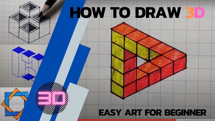 How to draw a 3D - Easy Art for beginner