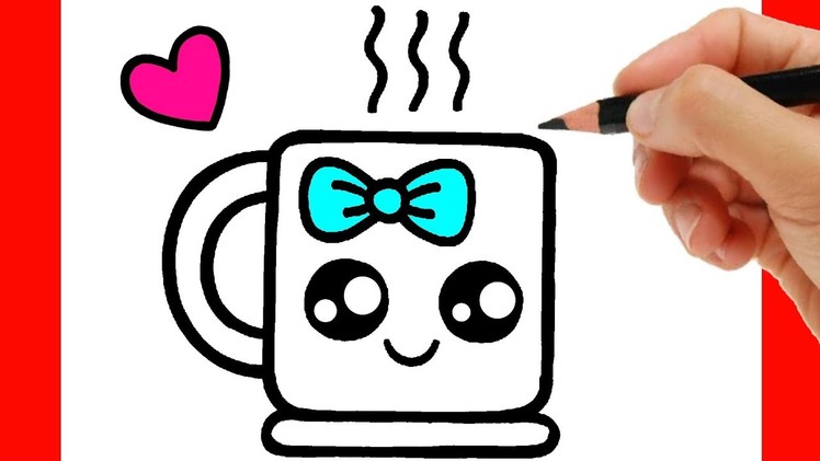 HOW TO DRAW A CUP OF COFFEE - DRAWING AND COLORING A CUTE CUP OF COFFEE