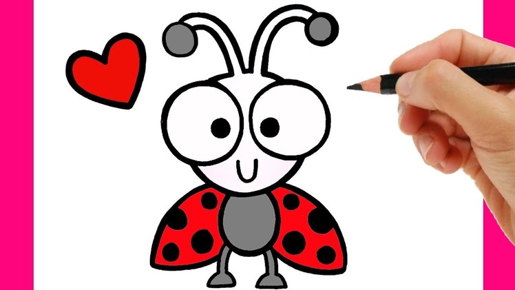 HOW TO DRAW A CUTE LADYBUG EASY STEP BY STEP - DRAWING AND COLORING A LADYBUG KAWAII