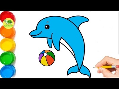 How to Draw DOLPHIN | Easy Art Tutorial for Beginners | Dolphin Drawing and Coloring