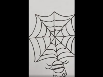 How to draw  SPIDER WEB AND SPIDER, HALLOWEEN. Easy and Cute.????Drawing a Slippers for children