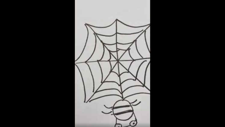 How to draw  SPIDER WEB AND SPIDER, HALLOWEEN. Easy and Cute.????Drawing a Slippers for children