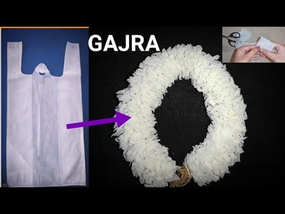 How To Make Gajra At Home With Fabric.DIY Gajra Making With Fabric Shopping Bag. .
