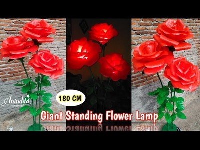 How To Make Giant Standing Flower Lamp From Plastic Bags.Mawar Jumbo Dari Plastik Kresek.DIY