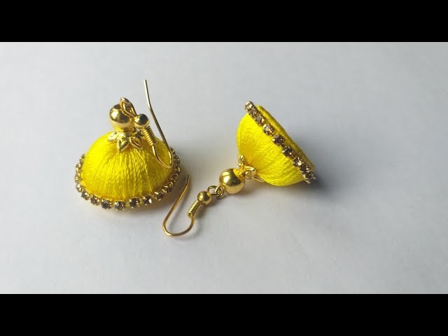 How to make jimikki earrings at home|designer jimikki| jewellery making| delight with art and craft|