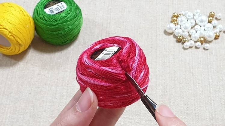 Super Easy Flower Making with Sewing Thread - Hand Embroidery Amazing Trick - DIY Wool Flower Design