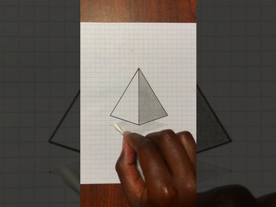 Three Steps To An Easy 3D Trick Art On Paper - Floating Pyramid! #Shorts