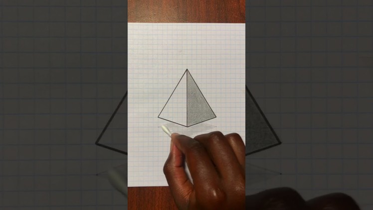 Three Steps To An Easy 3D Trick Art On Paper - Floating Pyramid! #Shorts