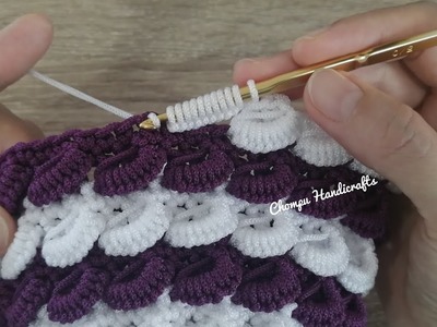 Tutorial crochet click clack coins purse - Curry puff stitch - 3D crochet