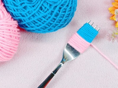 3 Best Woolen Embroidery Flower - DiY Woolen Flower - No Crochet Handmade Flower Making With fork