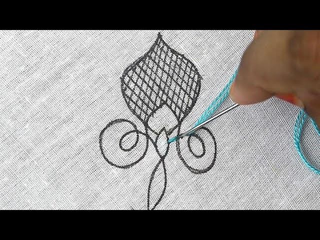 Amazing all over flower design with hand embroidery checkered stitch and french knot -new video
