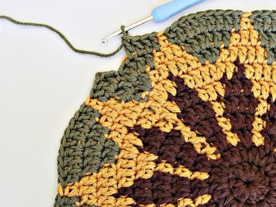 Crochet Sunflower Inspired Hotpad | Round Crochet Pot Holder | How to crochet | Tapestry Crocheting