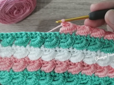 Easy crochet baby blanket patterns for beginners - Curry puff stitch