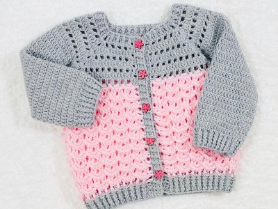 Easy crochet cardigan sweater for girls 4-6 years + more sizes