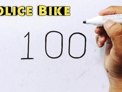 Easy Drawing - How To Draw A Police Bike From 100 Number.How To Draw Bullet Bike Step By Step Easy