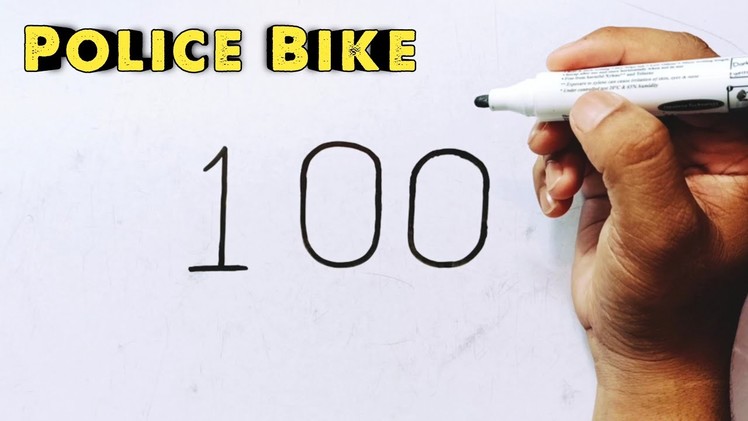 Easy Drawing - How To Draw A Police Bike From 100 Number.How To Draw Bullet Bike Step By Step Easy
