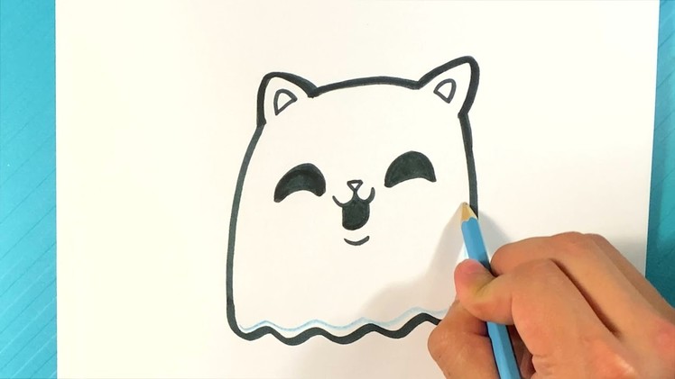EASY How to Draw ADORABLE CAT GHOST - Halloween Drawings