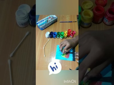 Easy painting Rainbow ????tree ||using Bud printing method|| Art and me||art for beginners