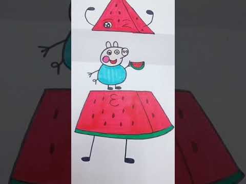 Easy Way to Draw Picture of Pepa and Watermelon