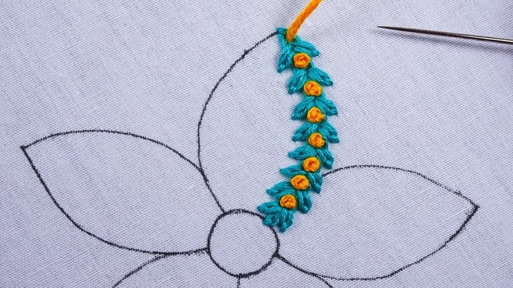 Hand embroidery amazing flower design with lazy daisy chain knotted stitch for beginners