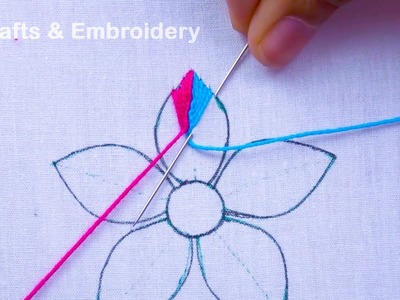 Hand Embroidery, Amazing Flower Embroidery Tutorial, Unique Flower Embroidery Design For Dresses