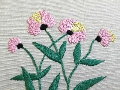 Hand embroidery design, easy chain stitch flowers for beginners