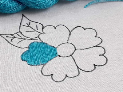Hand embroidery flower design satin variation stitch for dress