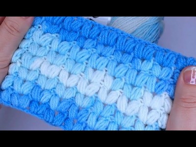 How to crochet V puffs stitch for blanket simple tutorial by marifu6a