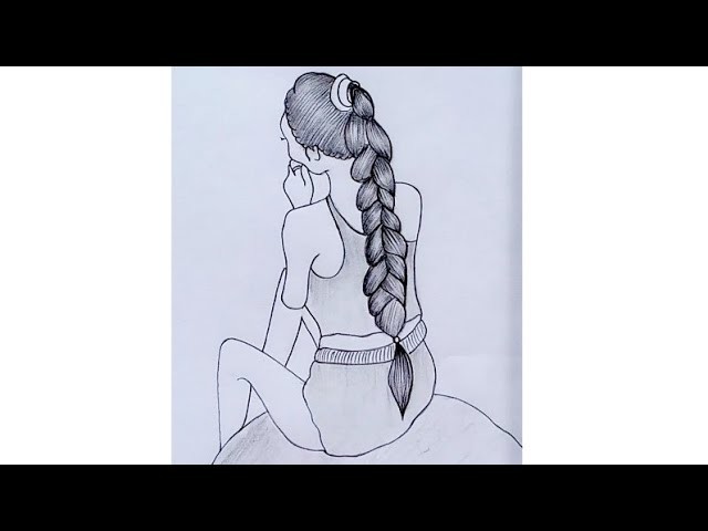 How to draw a girl sitting alone||How to draw a girl backside easy #shorts