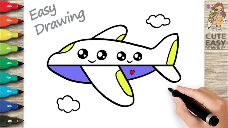 How to Draw Airplane Easy Step by Step Drawing and Coloring