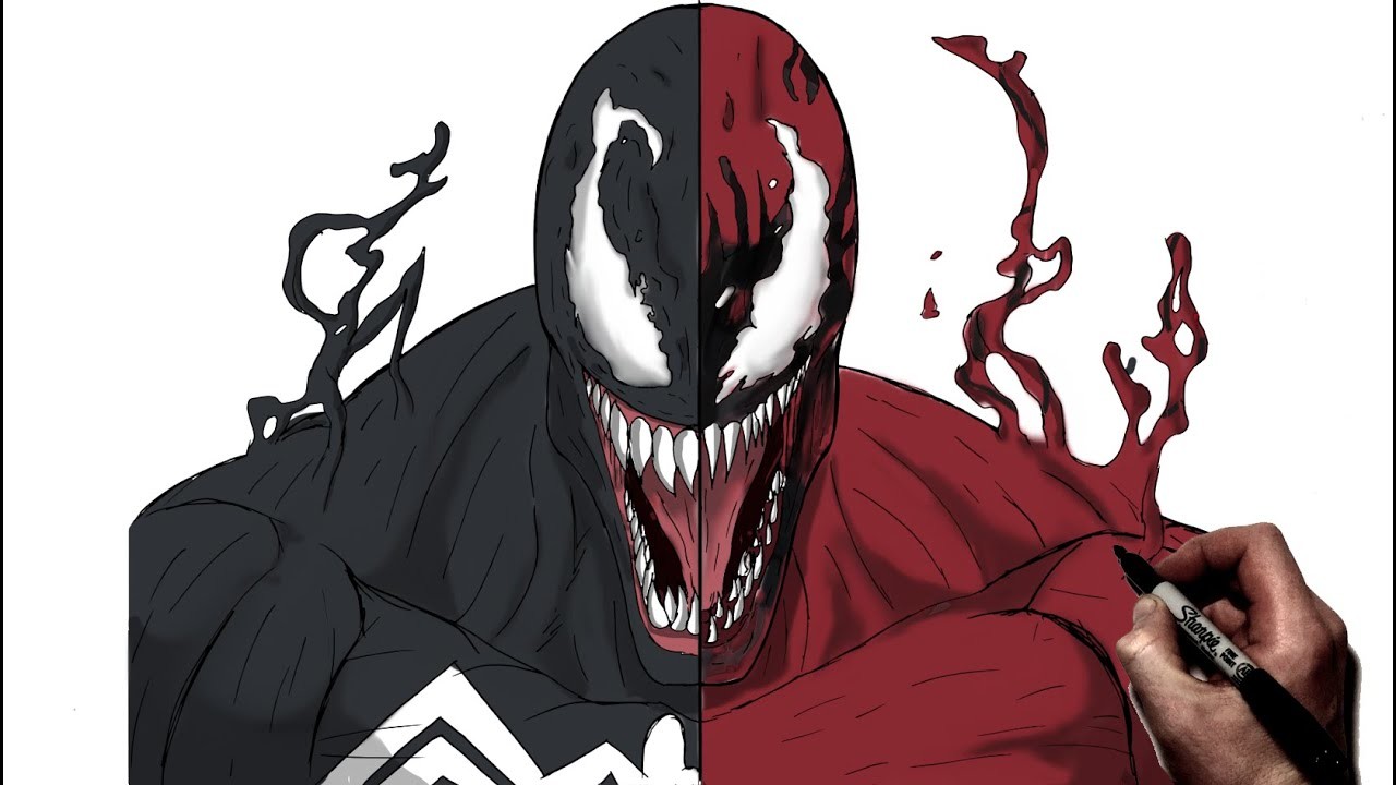 How To Draw Venomcarnage Step By Step Marvel