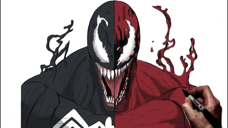 How to Draw Venom.Carnage | Step By Step | Marvel