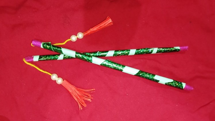 How to make dandiya sticks from waste papers | Dandiya sticks decoration idea | Paper craft