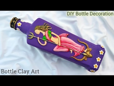 Maa Durga Clay Mural on Glass Bottle Part 2